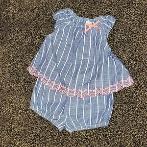 Striped denim babygirl outfit